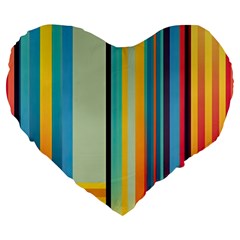 Colorful Rainbow Striped Pattern Stripes Background Large 19  Premium Heart Shape Cushions