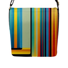 Colorful Rainbow Striped Pattern Stripes Background Flap Closure Messenger Bag (l)