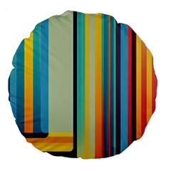 Colorful Rainbow Striped Pattern Stripes Background Large 18  Premium Flano Round Cushions