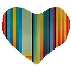 Colorful Rainbow Striped Pattern Stripes Background Large 19  Premium Flano Heart Shape Cushions