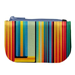 Colorful Rainbow Striped Pattern Stripes Background Large Coin Purse