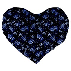 Stylized Floral Intricate Pattern Design Black Backgrond Large 19  Premium Flano Heart Shape Cushions by dflcprintsclothing