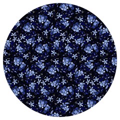 Stylized Floral Intricate Pattern Design Black Backgrond Round Trivet by dflcprintsclothing