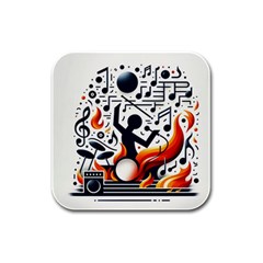 Abstract Drummer Rubber Square Coaster (4 Pack) by RiverRootz