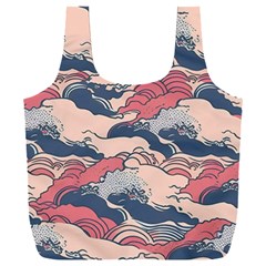 Waves Ocean Sea Water Pattern Rough Seas Digital Art Nature Nautical Full Print Recycle Bag (xxl)