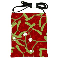 Mistletoe Christmas Texture Advent Shoulder Sling Bag by Hannah976