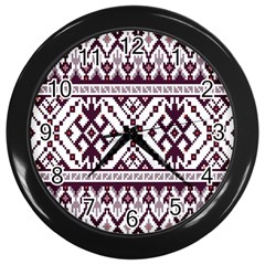 Illustration Ukrainian Folk Seamless Pattern Ornament Wall Clock (black)