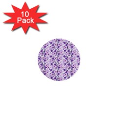 Purple Flowers 001 1  Mini Buttons (10 Pack)  by DinkovaArt