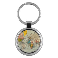 Vintage World Map Key Chain (round)