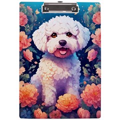 Cute Puppy With Flowers A4 Acrylic Clipboard