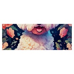 Cute Puppy With Flowers Banner And Sign 8  X 3 