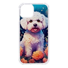Cute Puppy With Flowers Iphone 14 Tpu Uv Print Case