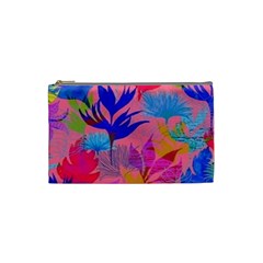 Pink And Blue Floral Cosmetic Bag (small)
