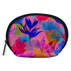 Pink And Blue Floral Accessory Pouch (medium)