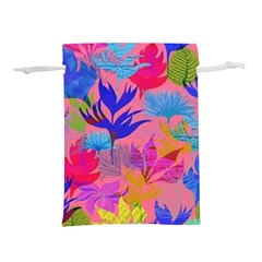 Pink And Blue Floral Lightweight Drawstring Pouch (m)
