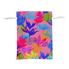 Pink And Blue Floral Lightweight Drawstring Pouch (l)