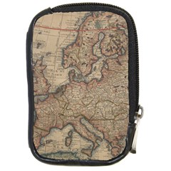 Old Vintage Classic Map Of Europe Compact Camera Leather Case by Paksenen