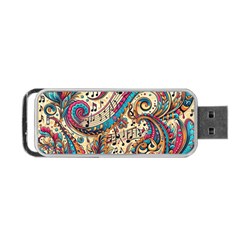 Paisley Print Musical Notes Portable Usb Flash (one Side) by RiverRootz