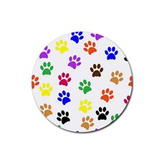 Pawprints Paw Prints Paw Animal Rubber Round Coaster (4 Pack)