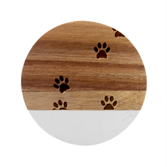 Pawprints Paw Prints Paw Animal Marble Wood Coaster (round)