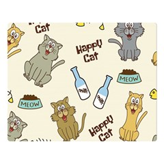 Happy Cats Pattern Background Two Sides Premium Plush Fleece Blanket (large)