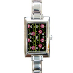 Abstract Rose Garden Rectangle Italian Charm Watch