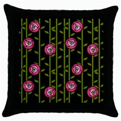 Abstract Rose Garden Throw Pillow Case (black)