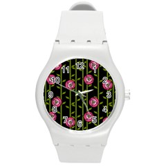 Abstract Rose Garden Round Plastic Sport Watch (m)