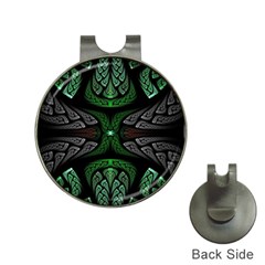Fractal Green Black 3d Art Floral Pattern Hat Clips With Golf Markers