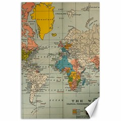 Vintage World Map Canvas 24  X 36 