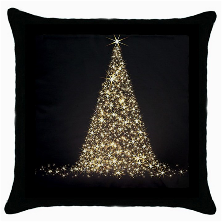 Christmas Tree Sparkle Jpg Black Throw Pillow Case